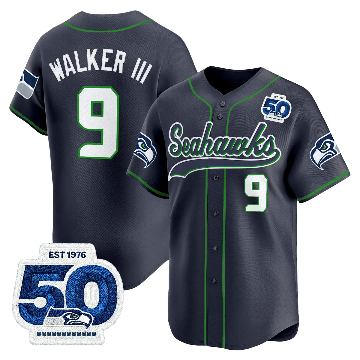 Men's Seattle Seahawks 50th Anniversary Vapor Baseball Jersey - All Stitched