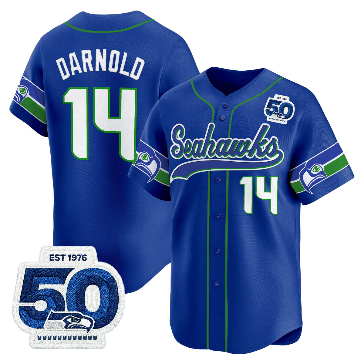 Men's Seattle Seahawks 50th Anniversary Vapor Baseball Jersey - All Stitched