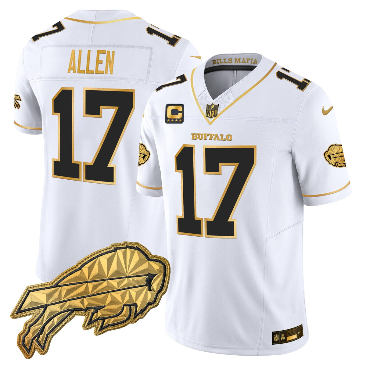 Men's Buffalo Bills 2025 "Rivalries" Gold Vapor Limited Jersey - All Stitched