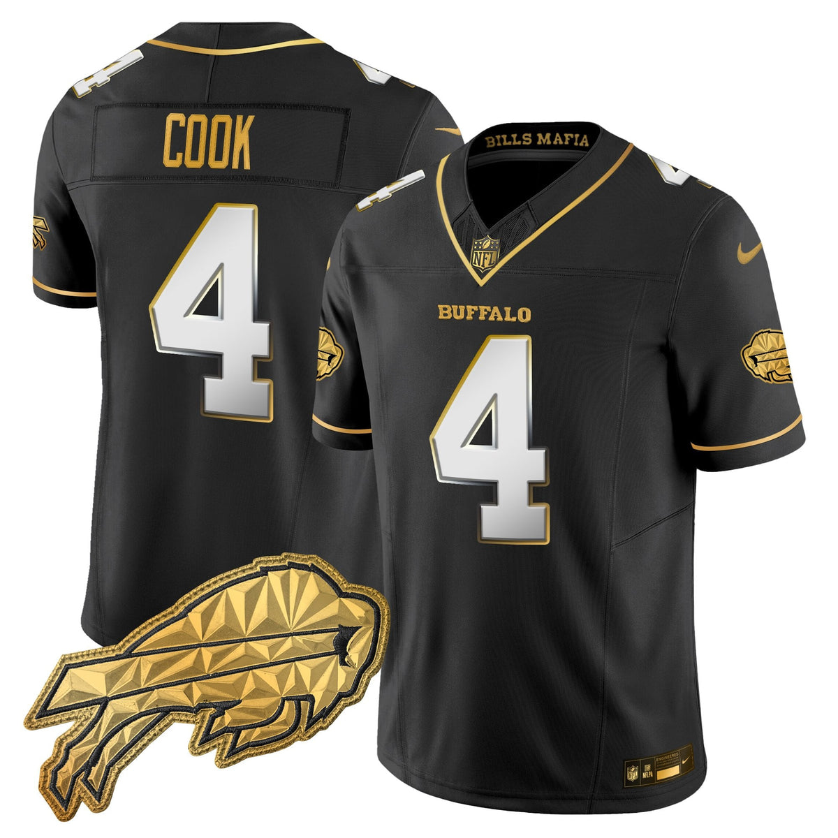 Men's Buffalo Bills 2025 "Rivalries" Gold Vapor Limited Jersey - All Stitched