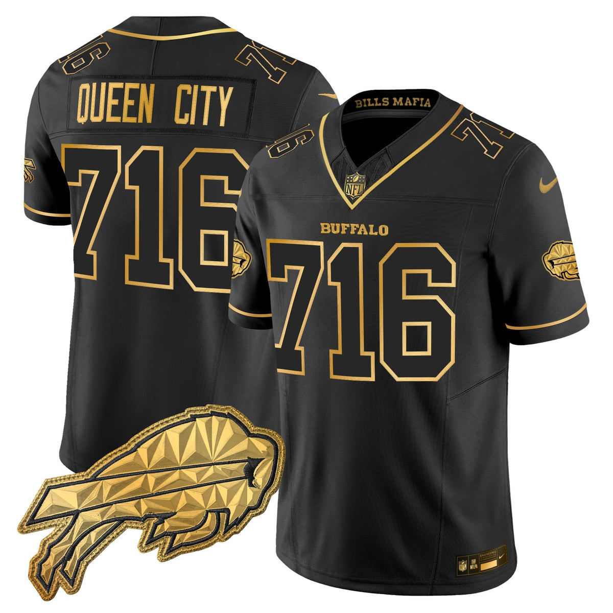 Men's Buffalo Bills 2025 "Rivalries" Gold Vapor Limited Jersey - All Stitched