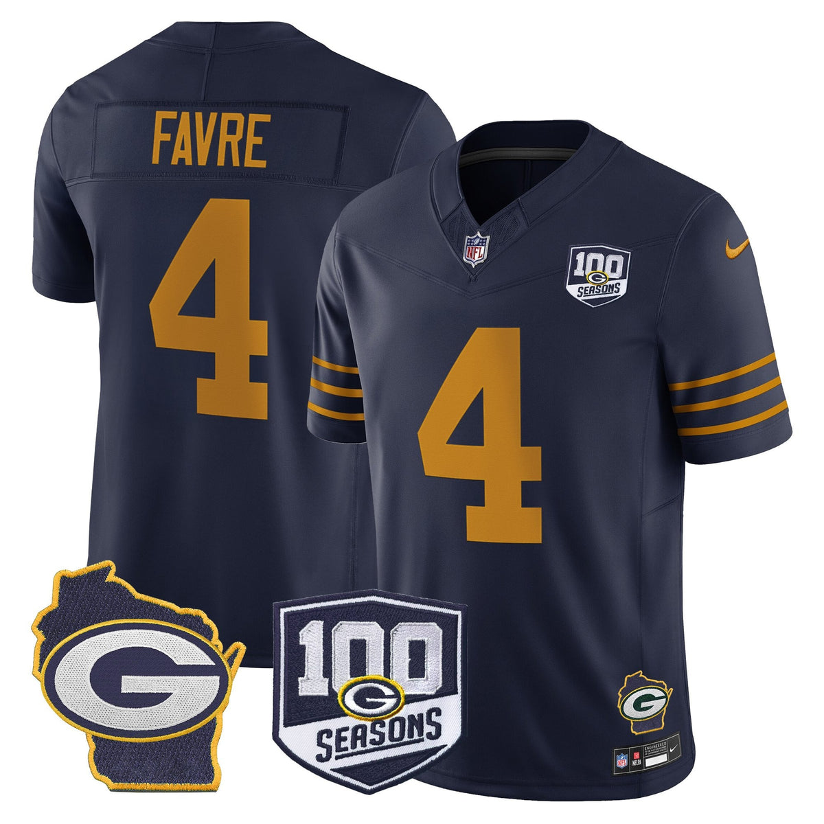 Men's Green Bay Packers 100th Season & Home Patch Vapor Limited Jersey - All Stitched