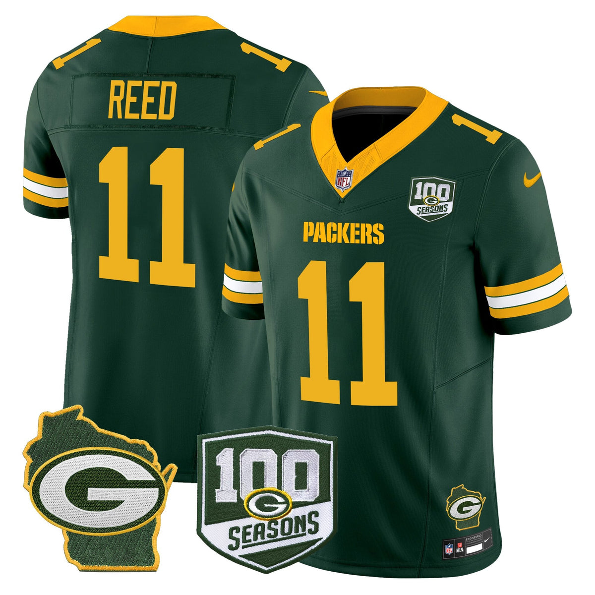 Men's Green Bay Packers 100th Season & Home Patch Vapor Limited Jersey - All Stitched