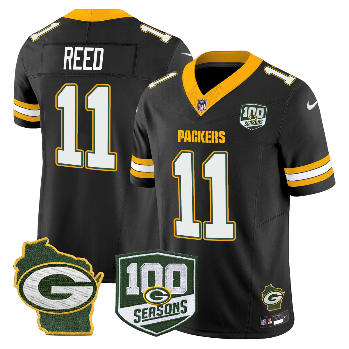 Men's Green Bay Packers 100th Season & Home Patch Vapor Limited Jersey - All Stitched