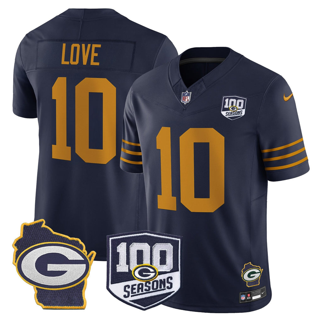 Men's Green Bay Packers 100th Season & Home Patch Vapor Limited Jersey - All Stitched