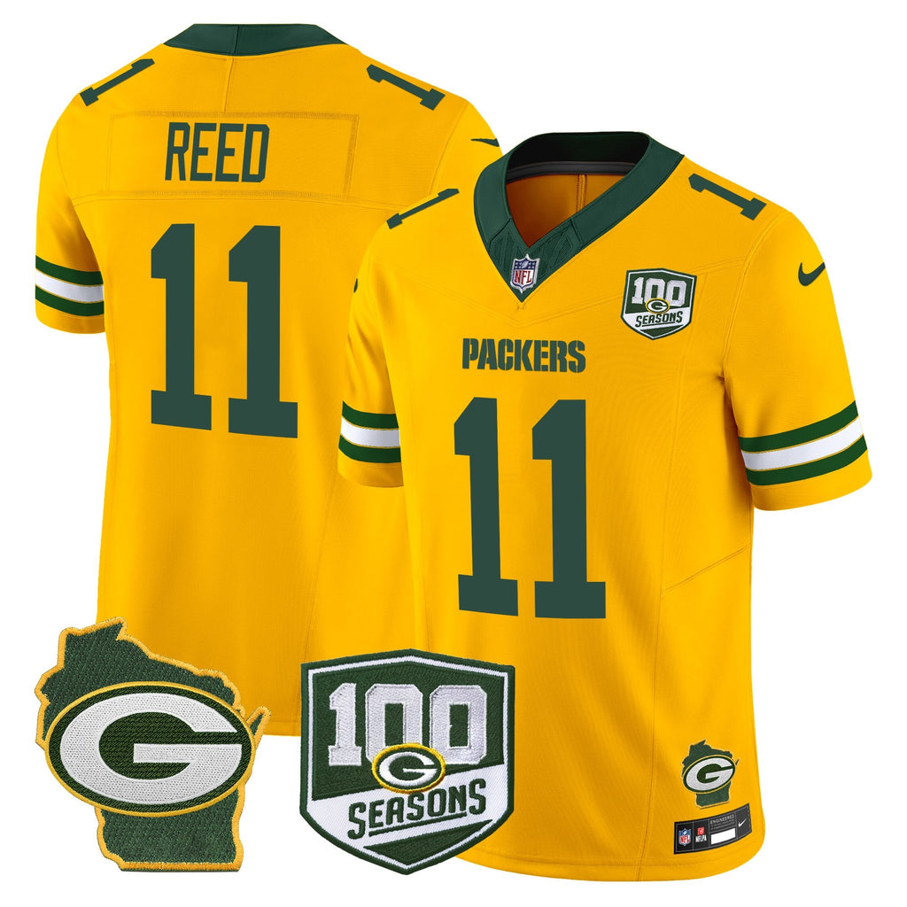 Men's Green Bay Packers 100th Season & Home Patch Vapor Limited Jersey - All Stitched