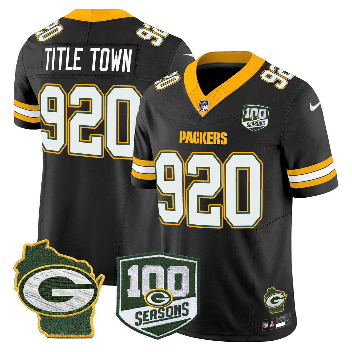 Men's Green Bay Packers 100th Season & Home Patch Vapor Limited Jersey - All Stitched