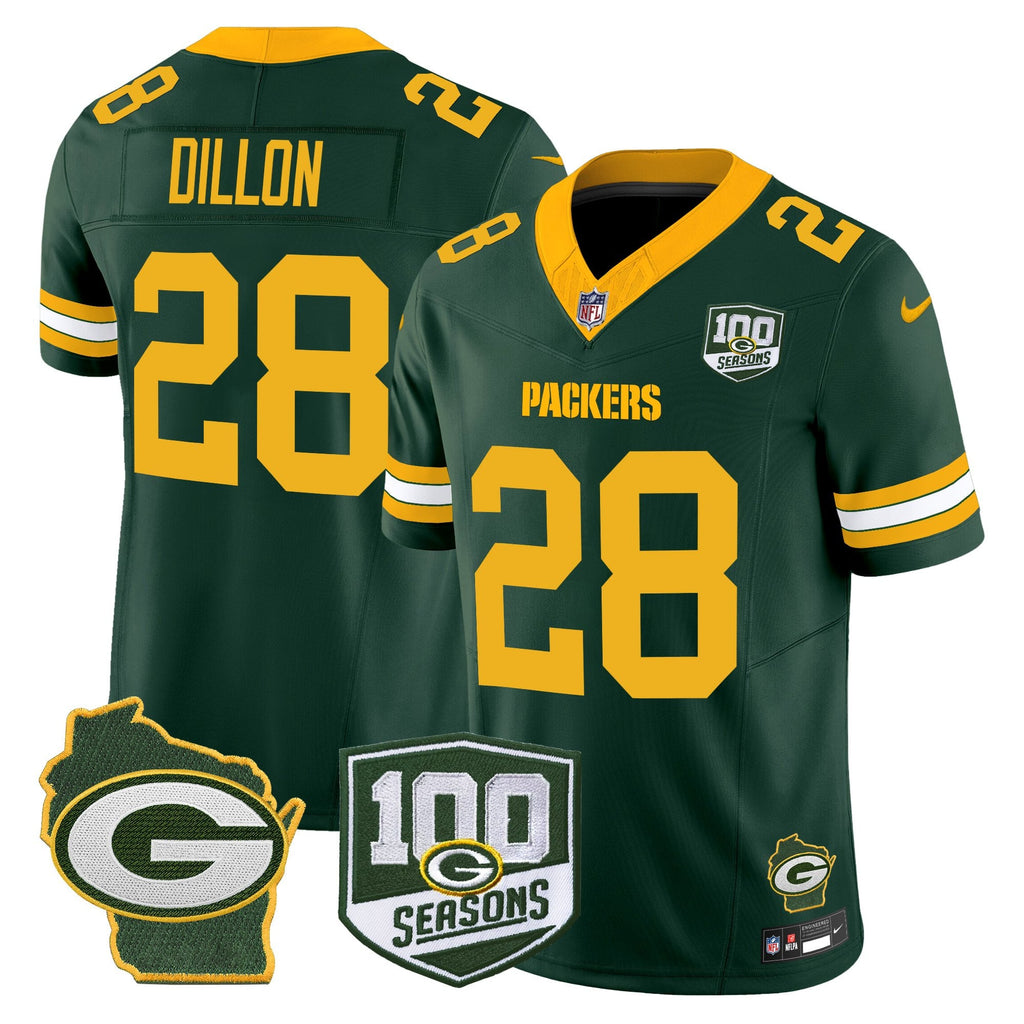 Men's Green Bay Packers 100th Season & Home Patch Vapor Limited Jersey - All Stitched