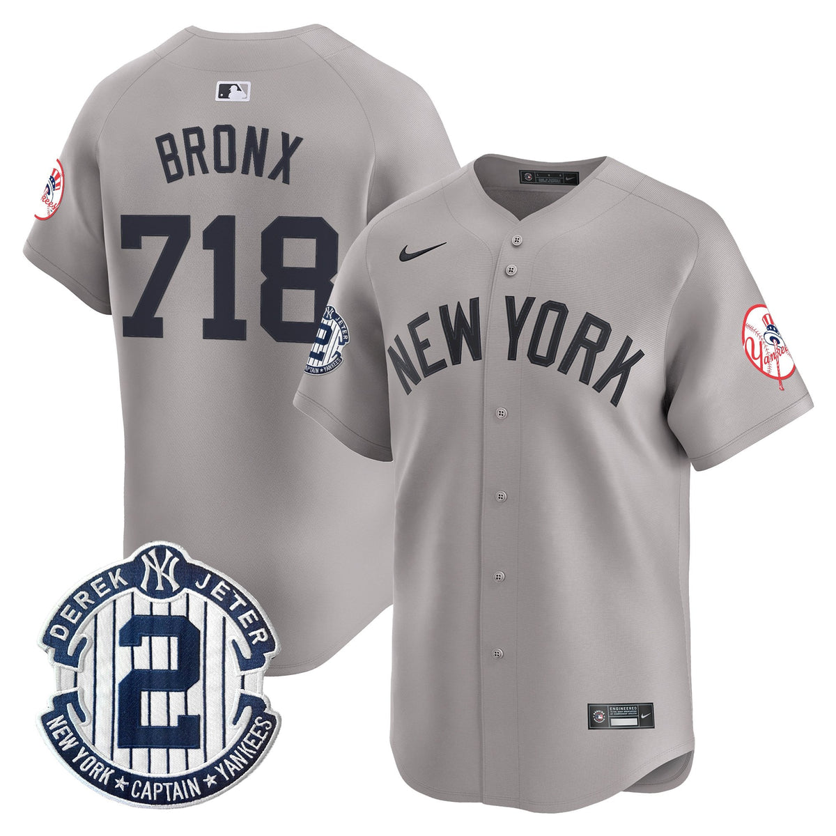 Men's New York Yankees Throwback Vapor Premier Limited Jersey - Derek Jeter Patch - All Stitched