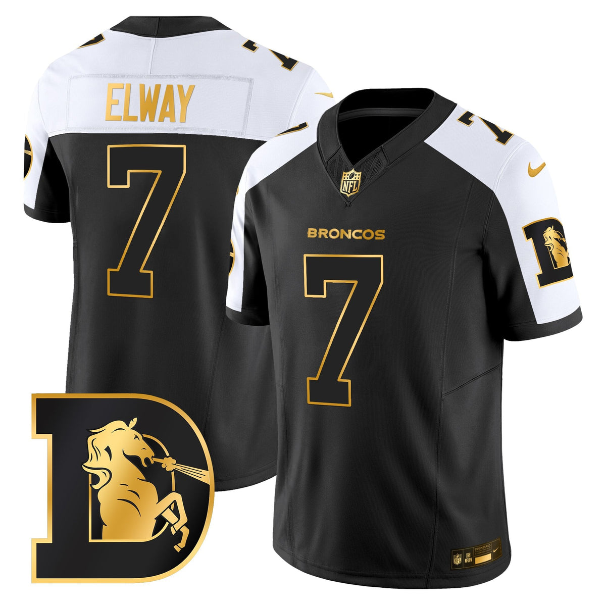 Men's Denver Broncos Throwback Gold Vapor Limited Jersey - All Stitched