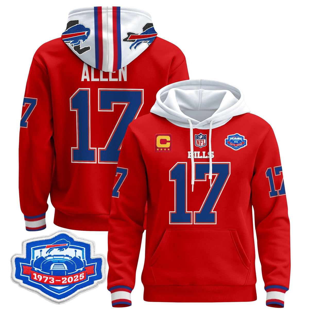 Men's Buffalo Bills 2025 Farewell Season Patch Pullover Hoodie - All Stitched