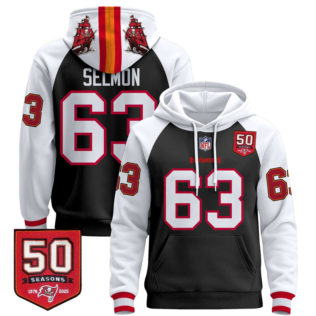 Men's Tampa Bay Buccaneers 50th Season Patch Premium Pullover Hoodie - All Stitched