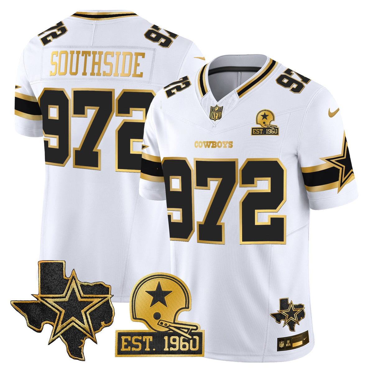 Men's Dallas Cowboys Est. 1960 & Texas Patch Gold Vapor Limited Jersey - All Stitched