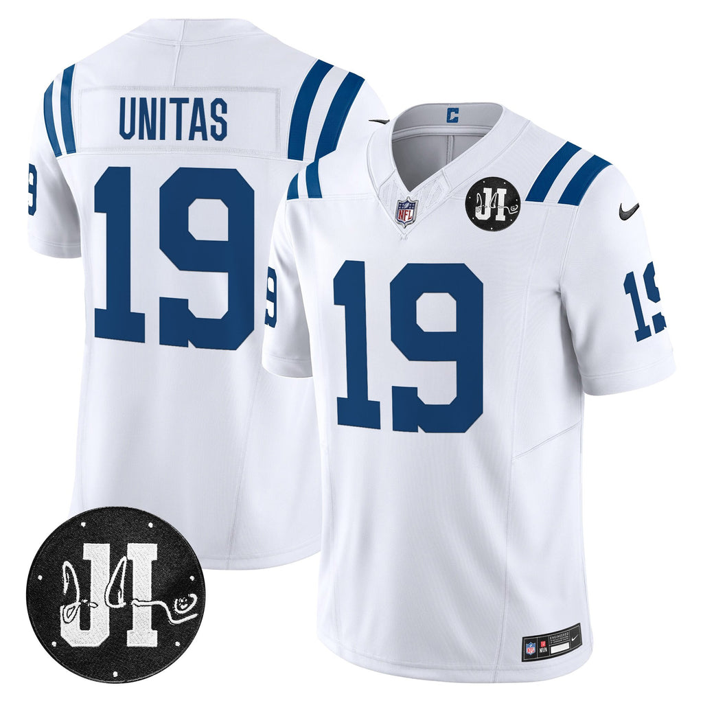 Men's Indianapolis Colts 2025 Jim Irsay Patch Vapor Limited Jersey - All Stitched