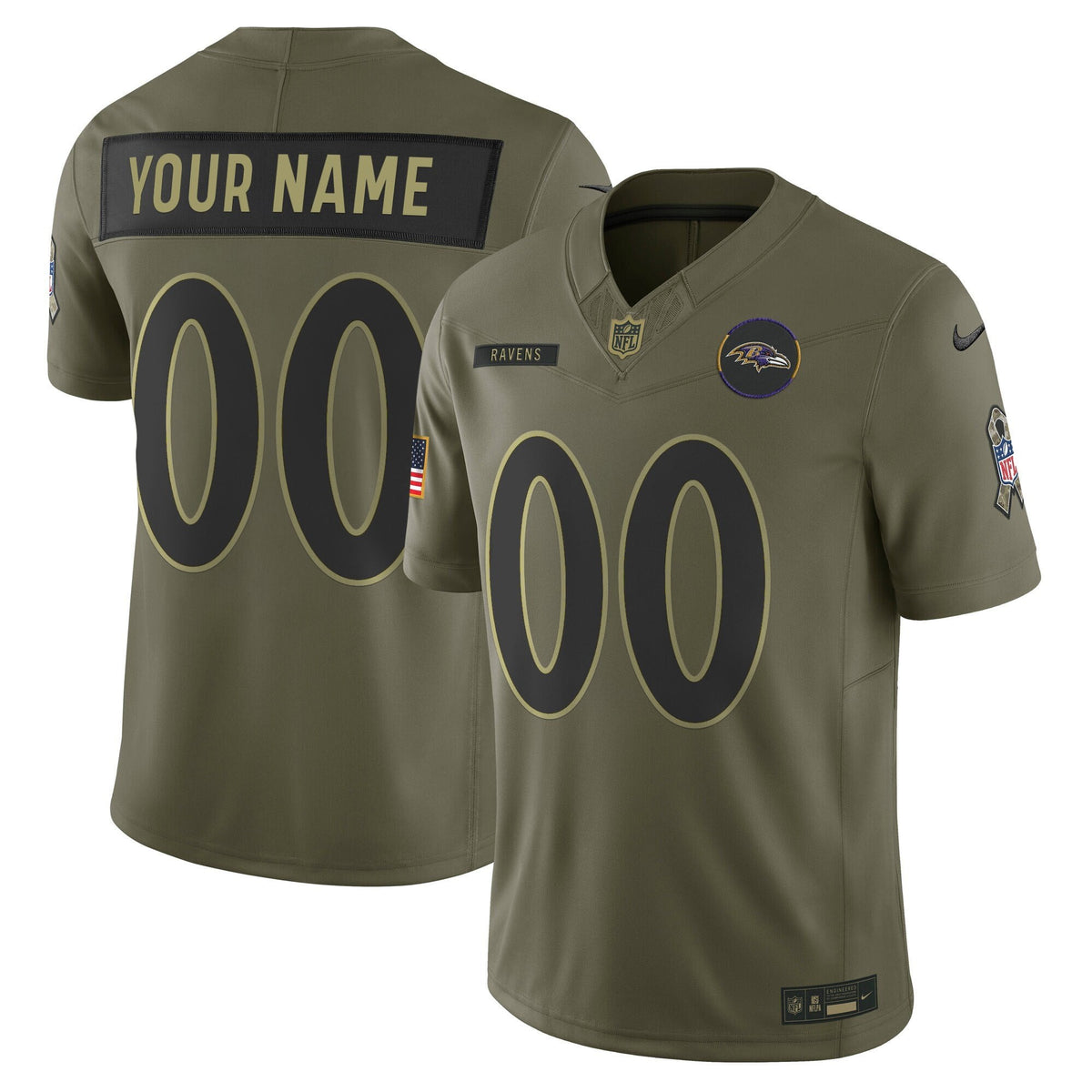 Baltimore Ravens 2025 Salute to Service Vapor Limited Custom Jersey - All Stitched