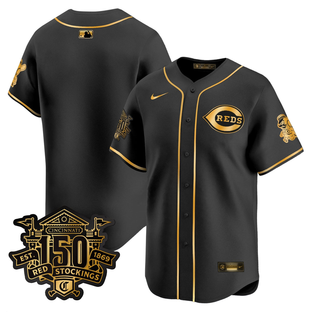 Men's Cincinnati Reds 150th Anniversary Patch Vapor Premier Limited Jersey - All Stitched