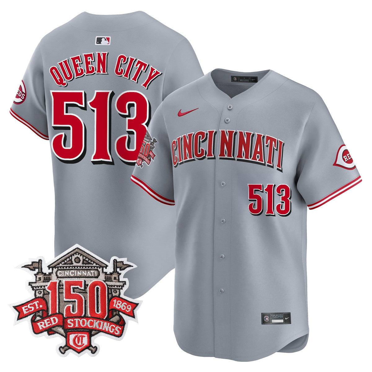 Men's Cincinnati Reds 150th Anniversary Patch Vapor Premier Limited Jersey - All Stitched