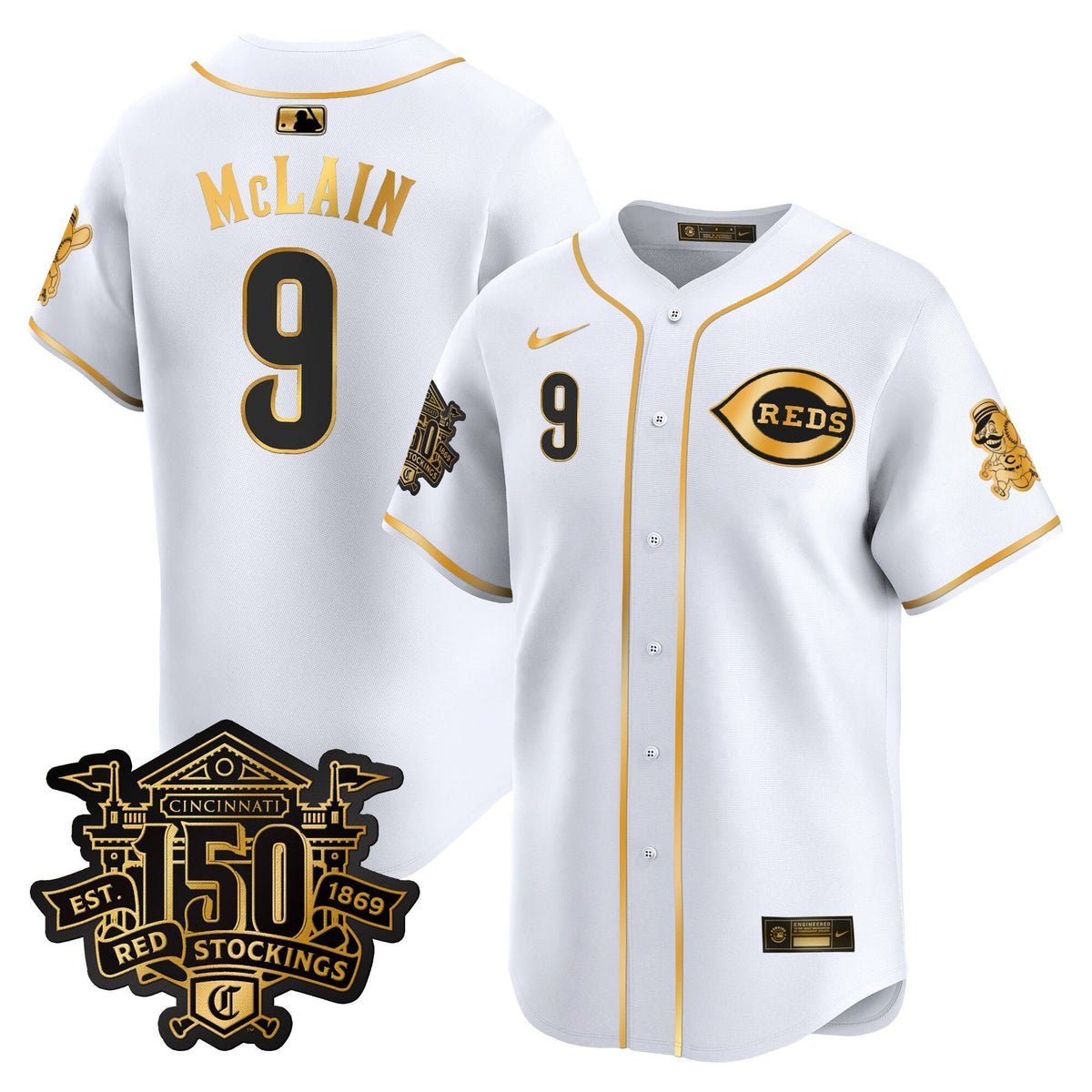 Men's Cincinnati Reds 150th Anniversary Patch Vapor Premier Limited Jersey - All Stitched