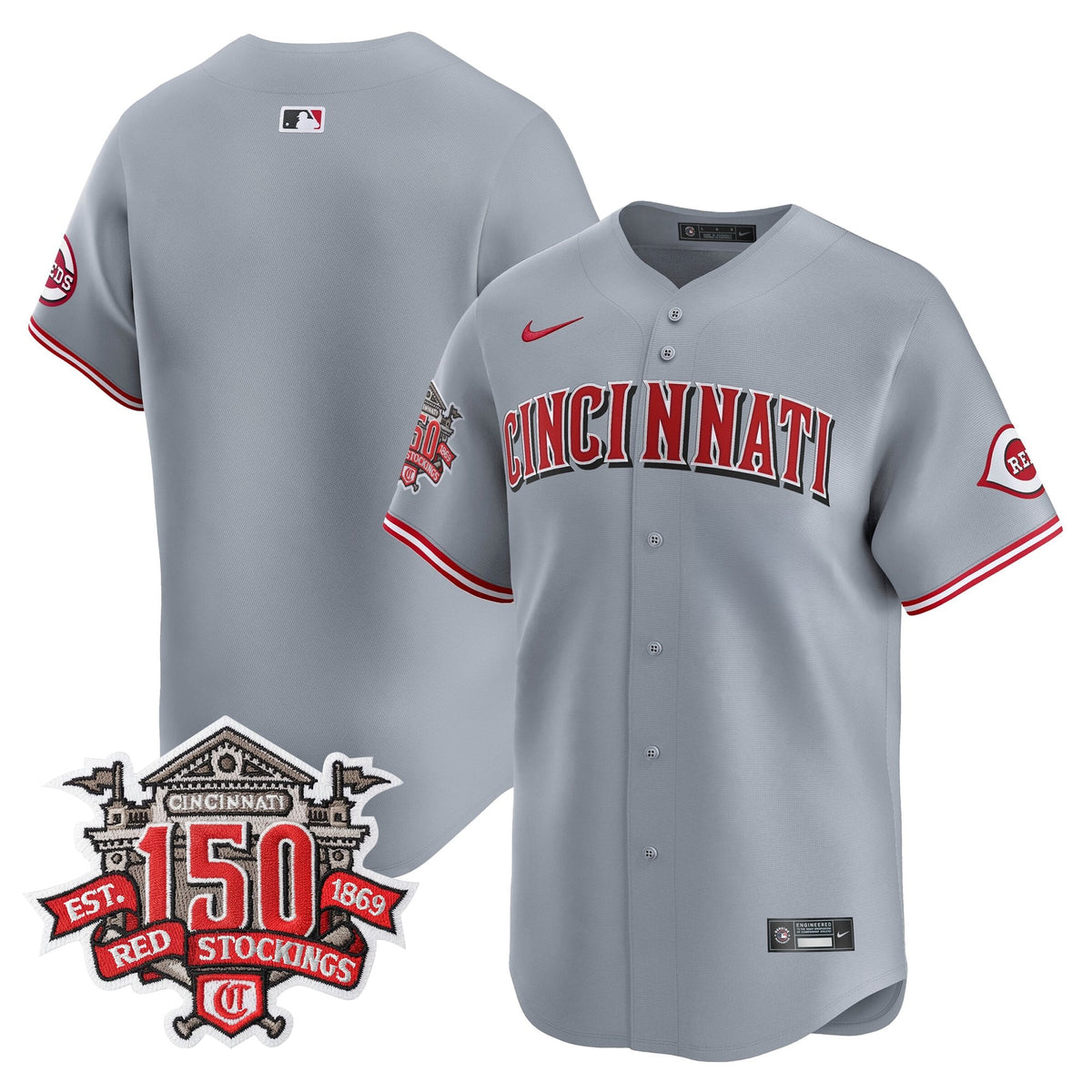 Men's Cincinnati Reds 150th Anniversary Patch Vapor Premier Limited Jersey - All Stitched