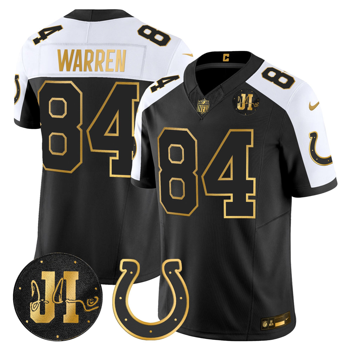Men's Indianapolis Colts 2025 Jim Irsay Patch Gold Vapor Limited Jersey - All Stitched
