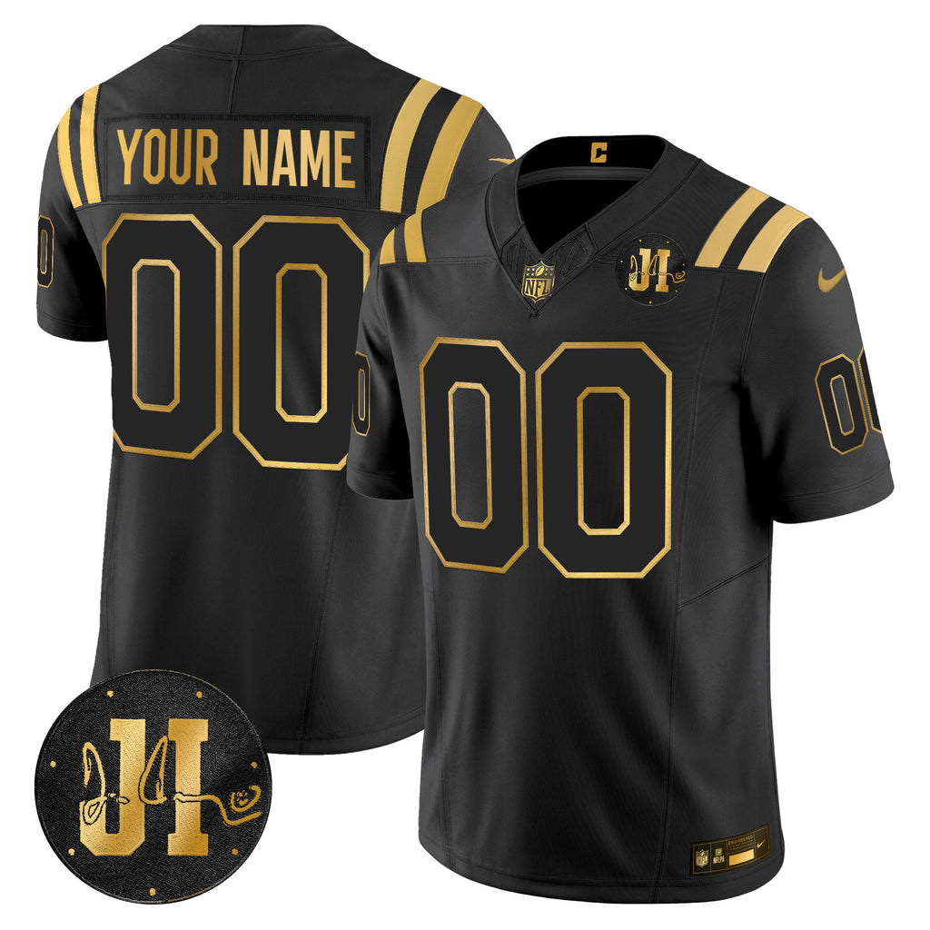 Indianapolis Colts 2025 Jim Irsay Patch Gold Vapor Limited Custom Jersey - All Stitched