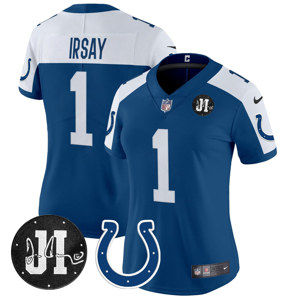 Women's Indianapolis Colts 2025 Jim Irsay Patch Vapor Limited Jersey - All Stitched