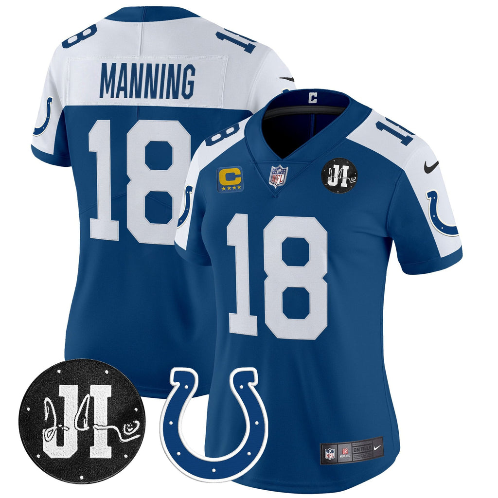 Women's Indianapolis Colts 2025 Jim Irsay Patch Vapor Limited Jersey - All Stitched