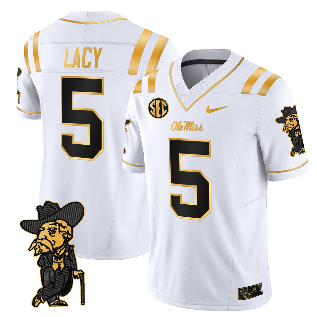 Men's Ole Miss Rebels 2025 Gold Vapor Limited Jersey - All Stitched