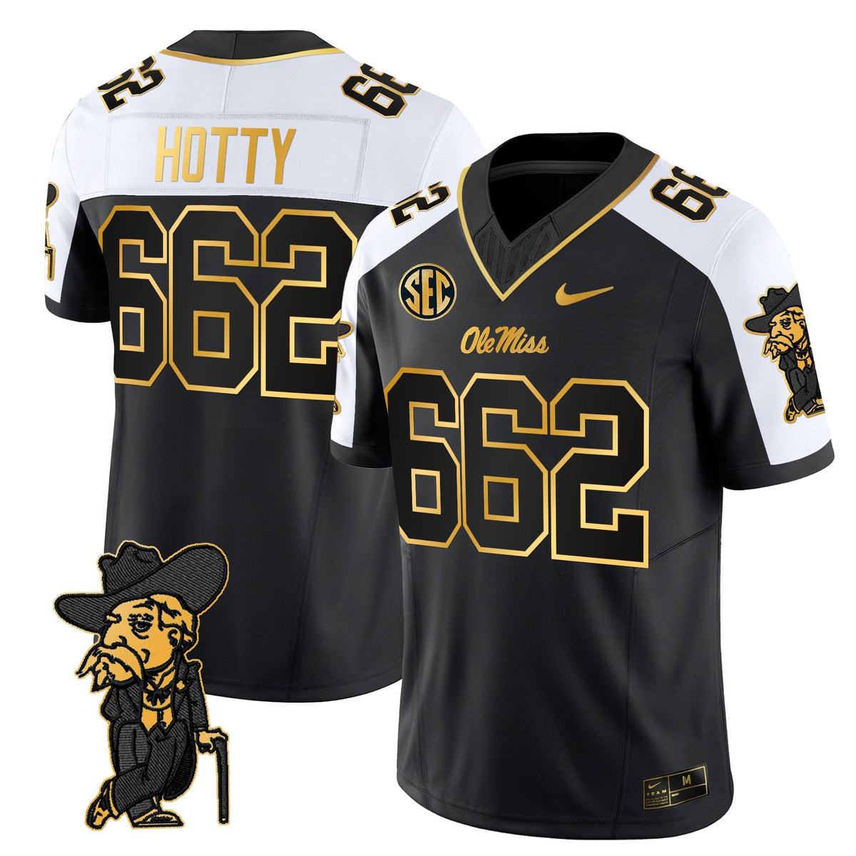 Men's Ole Miss Rebels 2025 Gold Vapor Limited Jersey - All Stitched