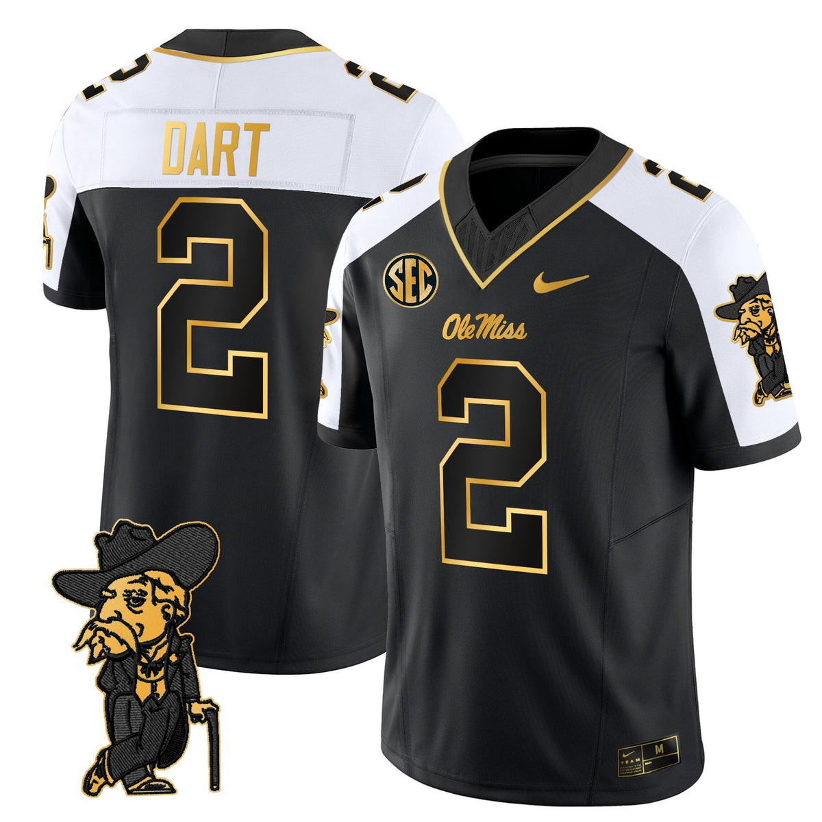 Men's Ole Miss Rebels 2025 Gold Vapor Limited Jersey - All Stitched