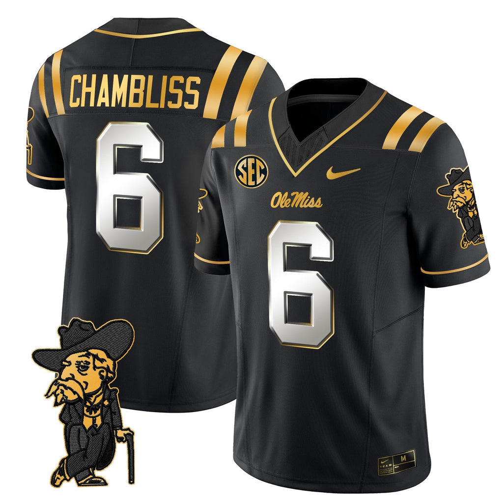 Men's Ole Miss Rebels 2025 Gold Vapor Limited Jersey - All Stitched