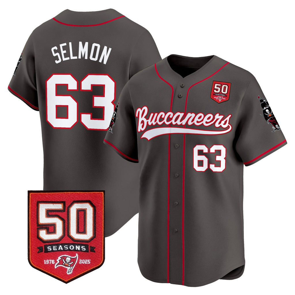 Men's Tampa Bay Buccaneers 50th Season Patch Vapor Baseball Jersey - All Stitched