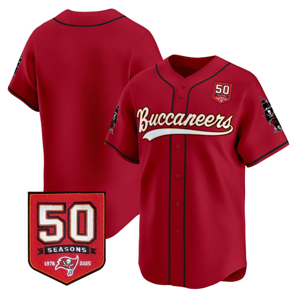 Men's Tampa Bay Buccaneers 50th Season Patch Vapor Baseball Jersey - All Stitched