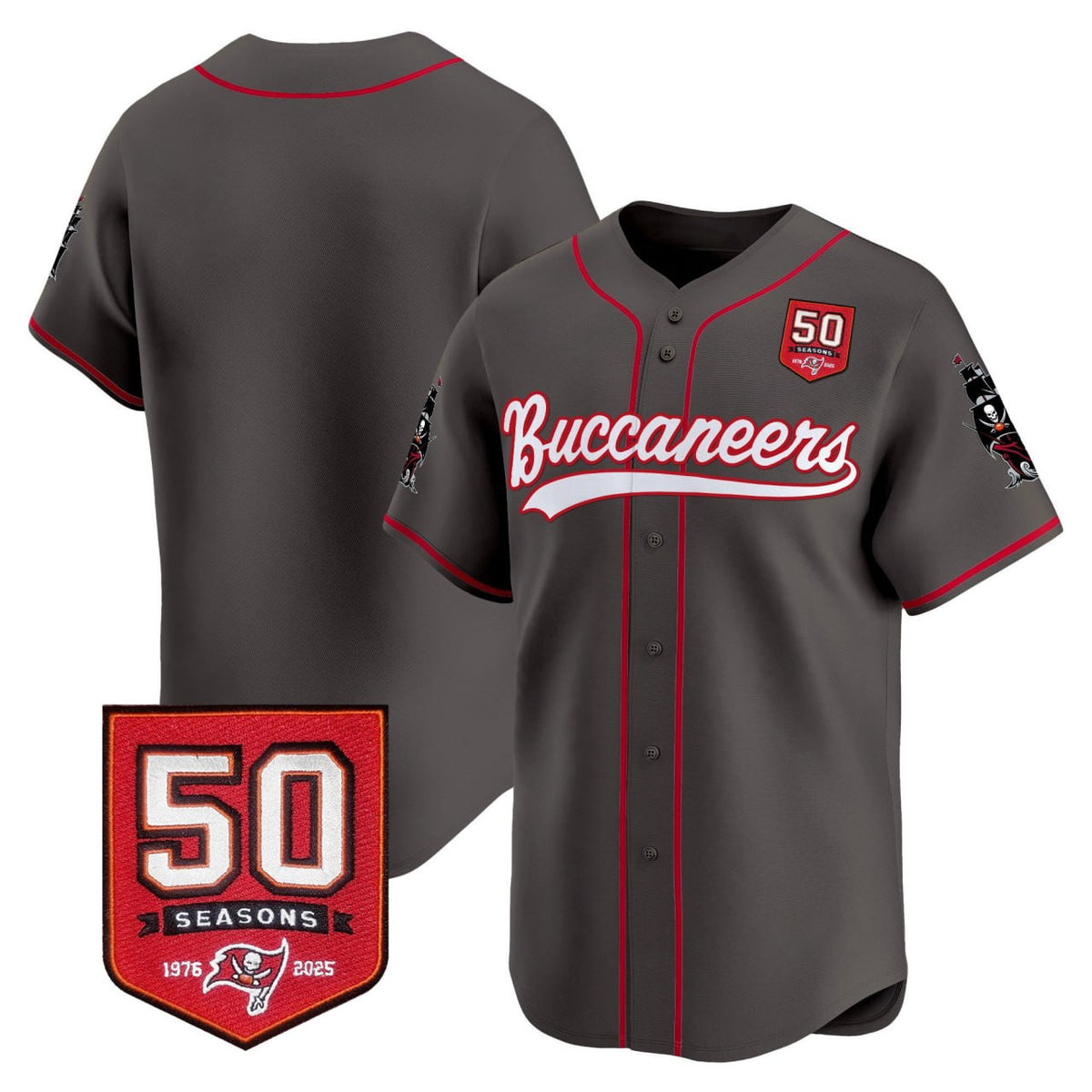 Men's Tampa Bay Buccaneers 50th Season Patch Vapor Baseball Jersey - All Stitched