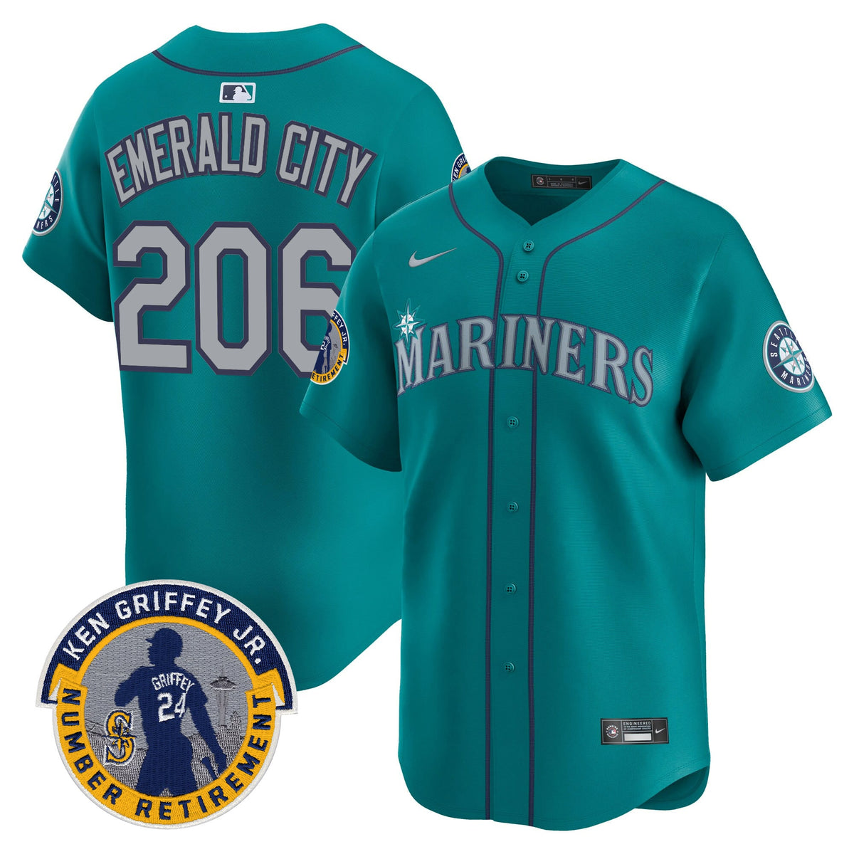 Men's Seattle Mariners 2025 Ken Griffey Jr. Patch Vapor Premier Limited Jersey - All Stitched