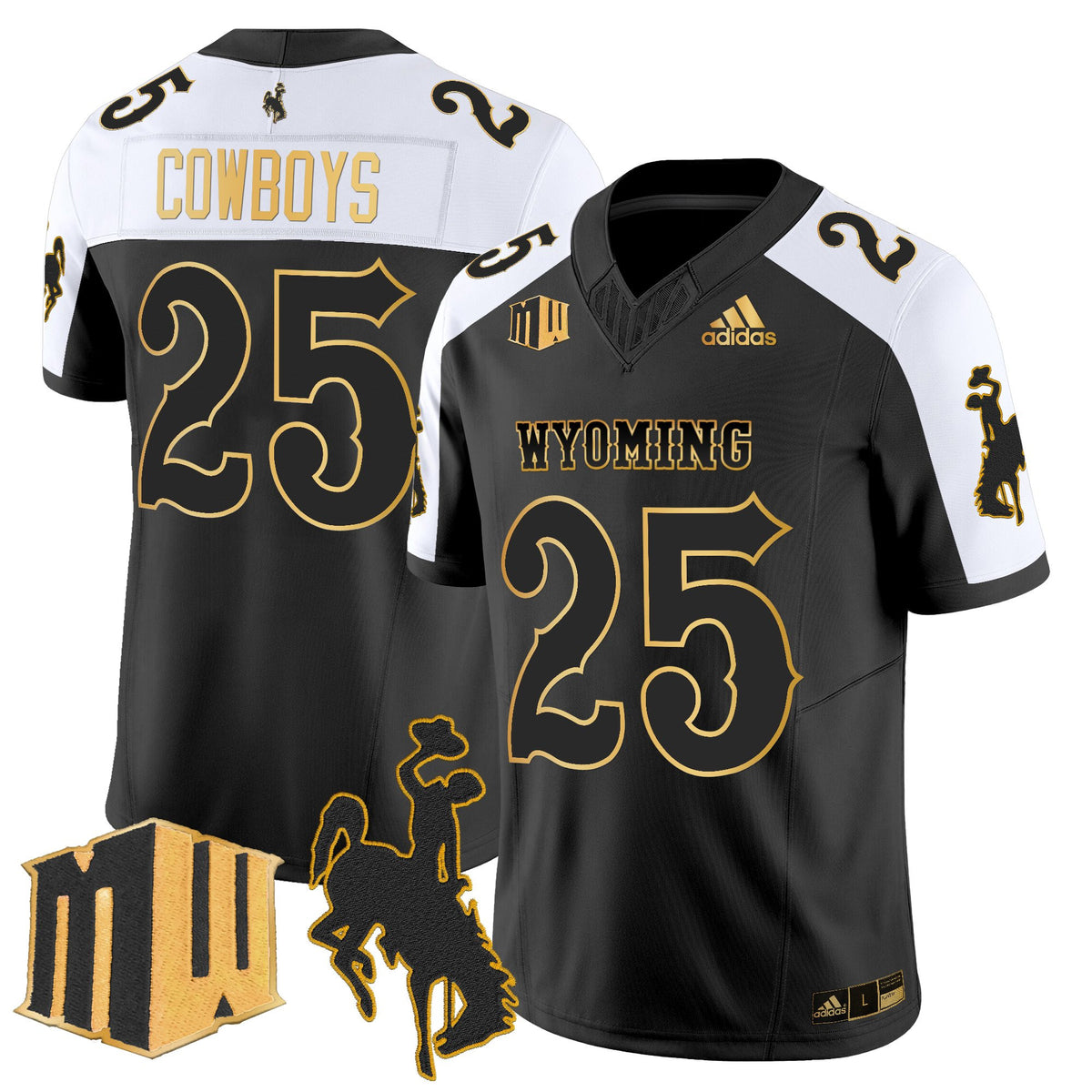 Men's Wyoming Cowboys 2025 Gold Vapor Limited Jersey - All Stitched