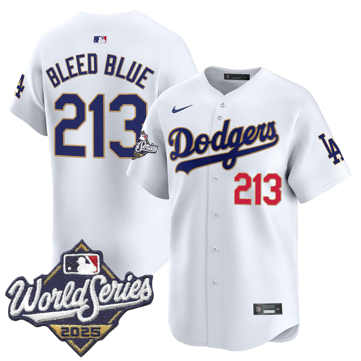 Men's Dodgers 2025 World Series Gold Trim Vapor Premier Limited Jersey - All Stitched