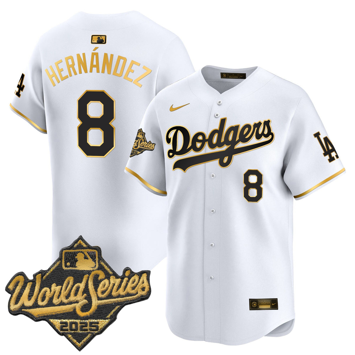 Men's Dodgers 2025 World Series Gold Trim Vapor Premier Limited Jersey - All Stitched