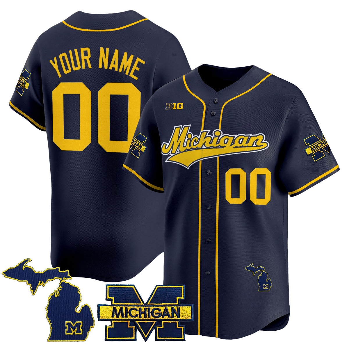 Michigan Wolverines 2025 Vapor Baseball Custom Jersey - All Stitched