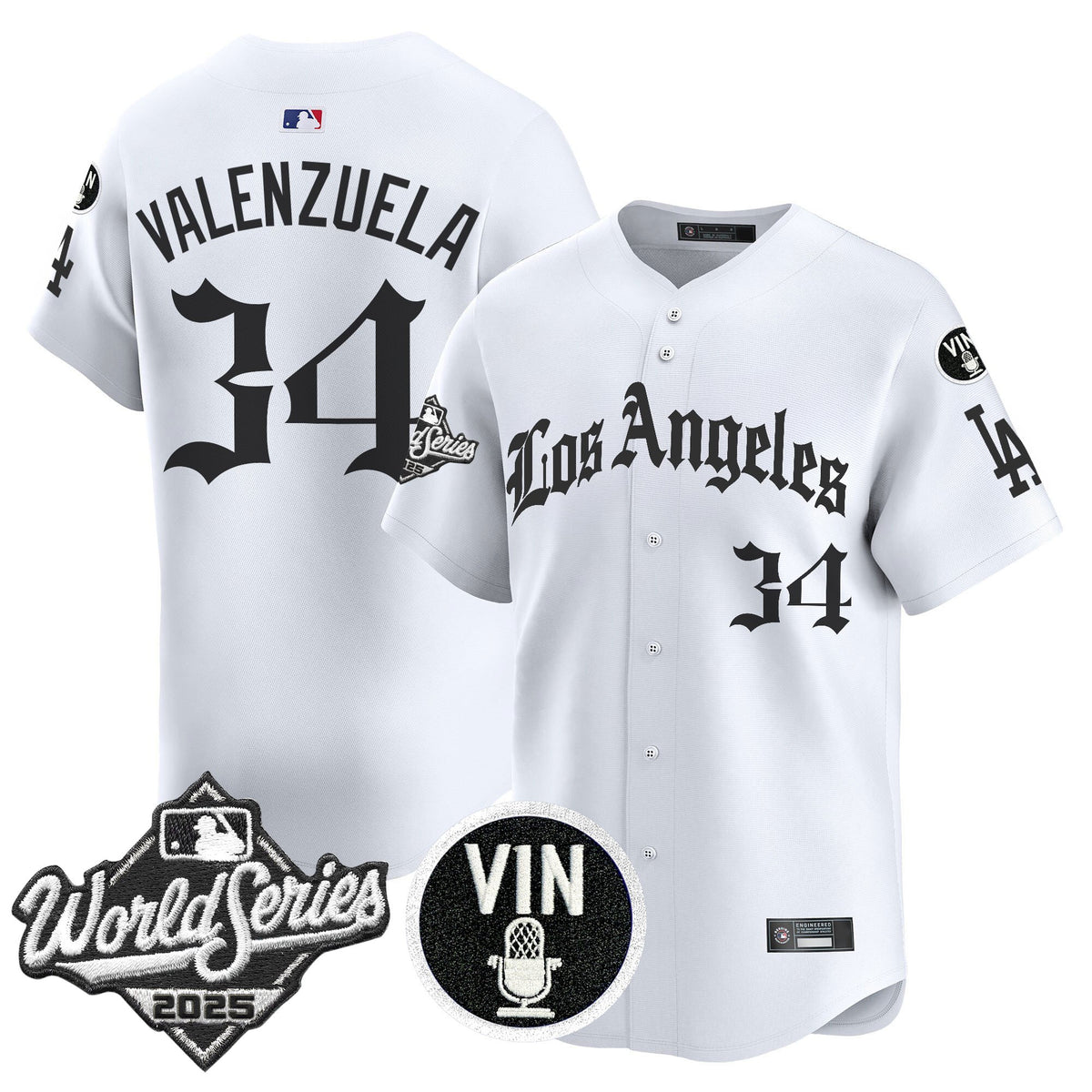 Men's Dodgers 2025 World Series Vapor Premier Limited Jersey - LA Gothic Edition - All Stitched