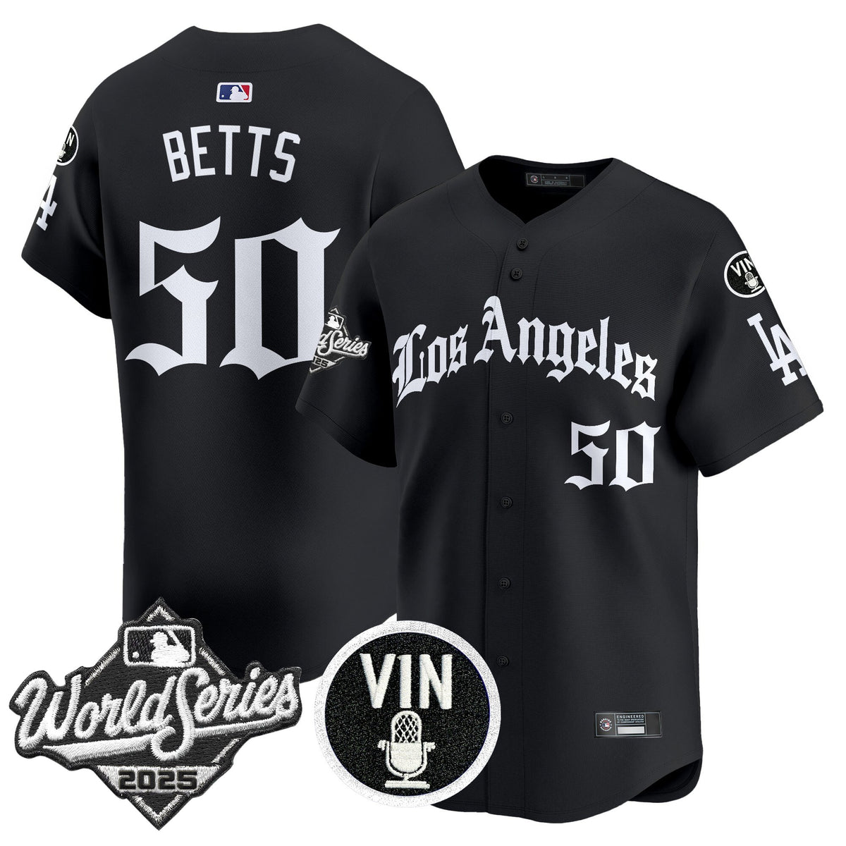 Men's Dodgers 2025 World Series Vapor Premier Limited Jersey - LA Gothic Edition - All Stitched