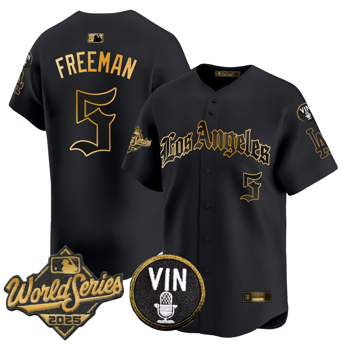 Men's Dodgers 2025 World Series Vapor Premier Limited Jersey - LA Gothic Edition - All Stitched