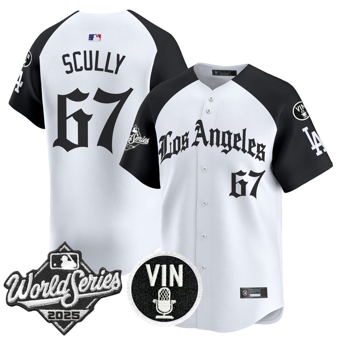 Men's Dodgers 2025 World Series Vapor Premier Limited Jersey - LA Gothic Edition - All Stitched