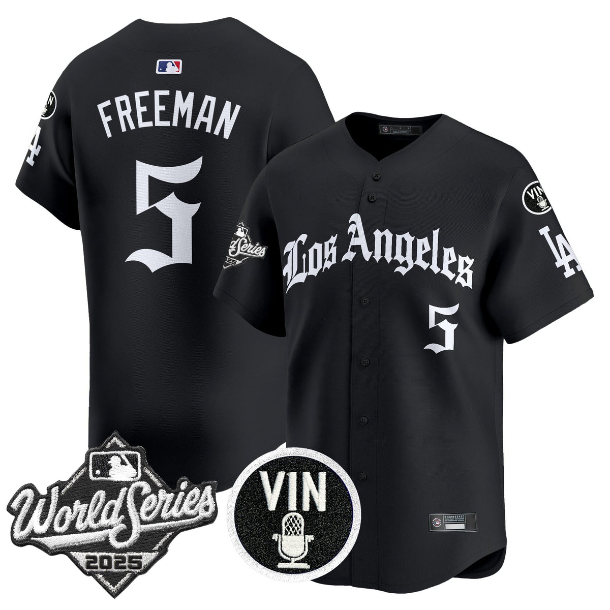 Men's Dodgers 2025 World Series Vapor Premier Limited Jersey - LA Gothic Edition - All Stitched