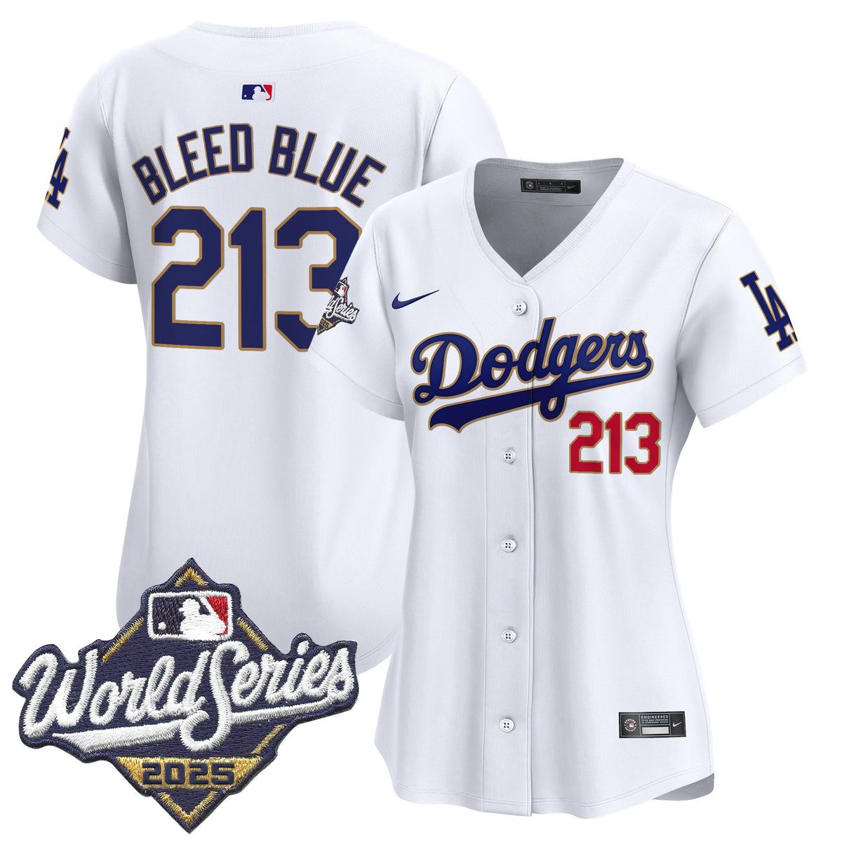 Women's Dodgers 2025 World Series Gold Trim Vapor Premier Limited Jersey - All Stitched