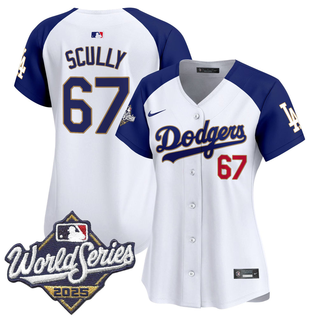 Women's Dodgers 2025 World Series Gold Trim Vapor Premier Limited Jersey - All Stitched