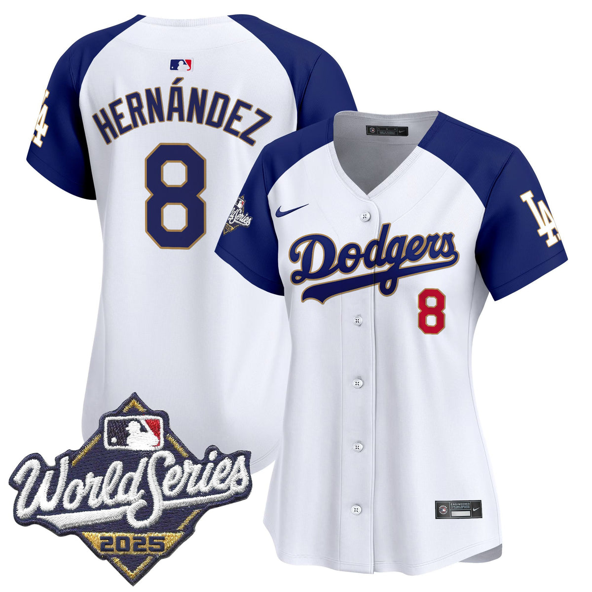 Women's Dodgers 2025 World Series Gold Trim Vapor Premier Limited Jersey - All Stitched