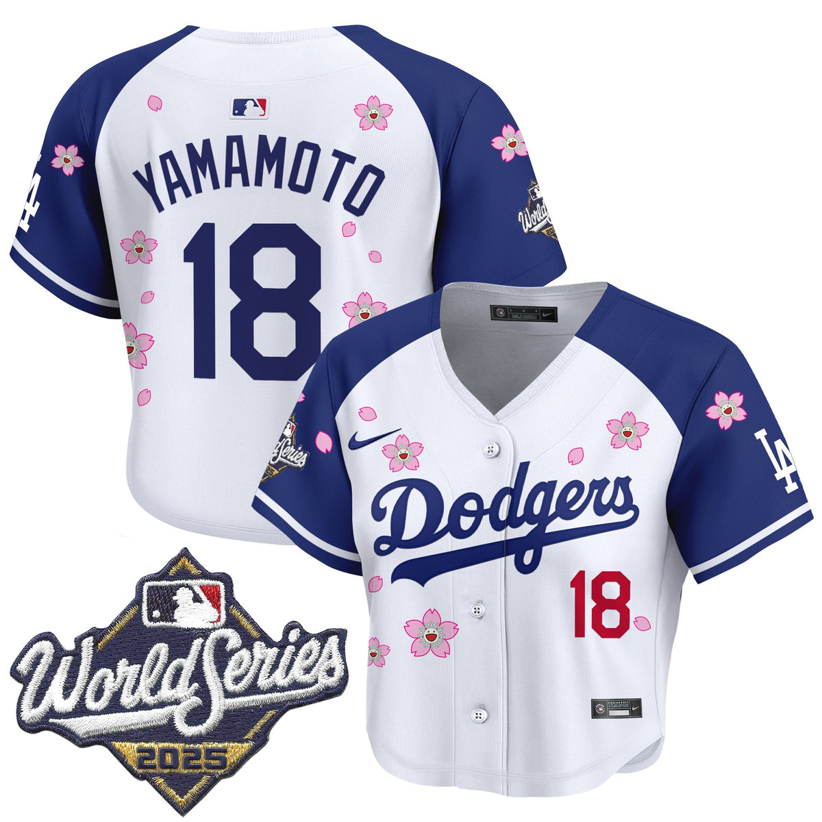 Women's Dodgers 2025 World Series x Tokyo Series Crop Top Baseball Jersey - All Stitched