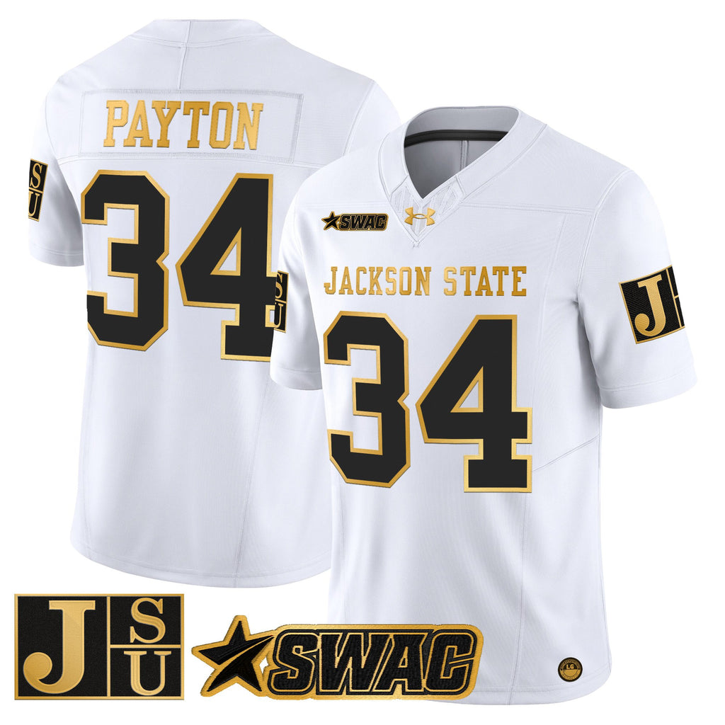 Men's Jackson State Tigers 2025 Gold Vapor Limited Jersey - All Stitched