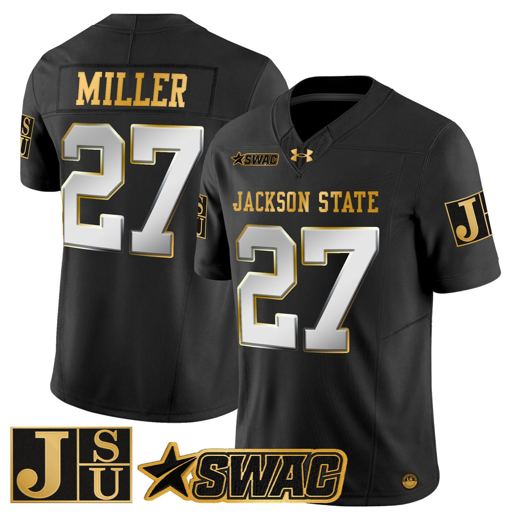 Men's Jackson State Tigers 2025 Gold Vapor Limited Jersey - All Stitched
